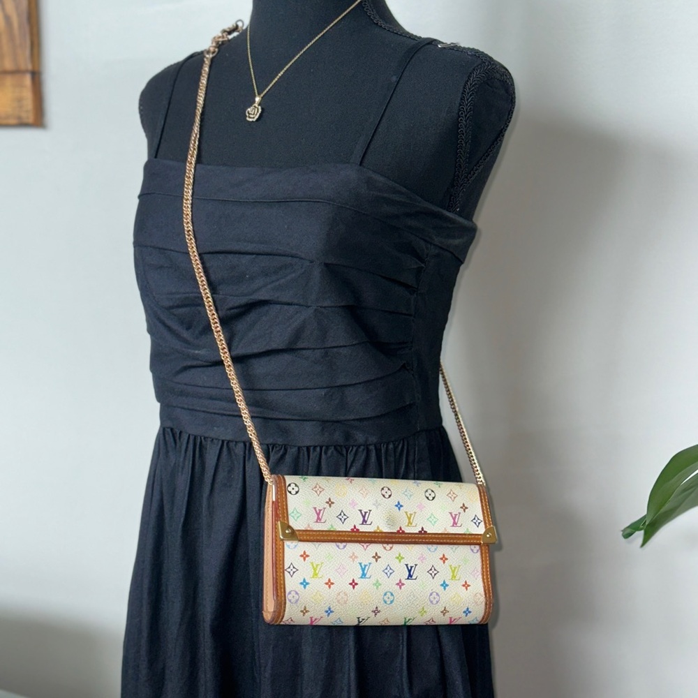 Louis Vuitton X Takashi Murakami White Multicolored Porte Tresor International - Picture 2 of 13
